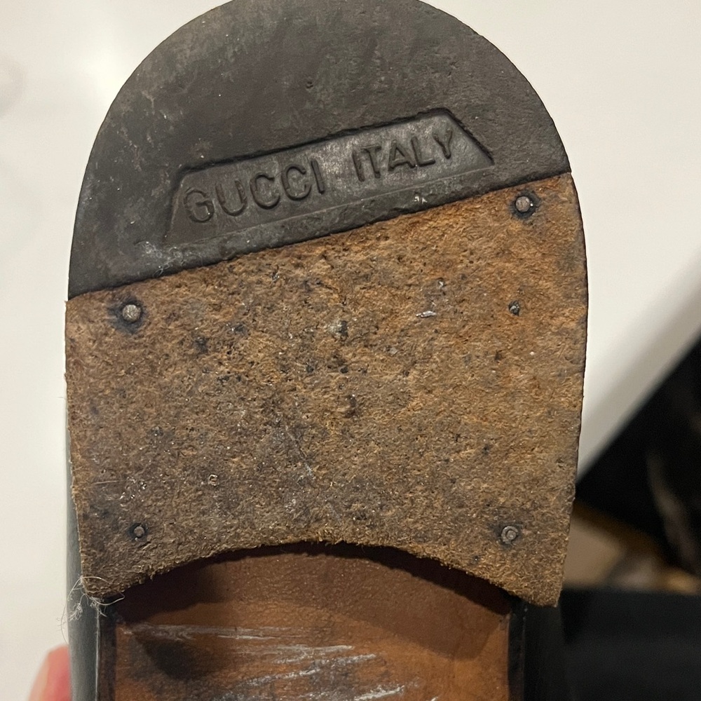 Gucci Black Leather Horsebit Loafers with Red Web - Picture 7 of 8